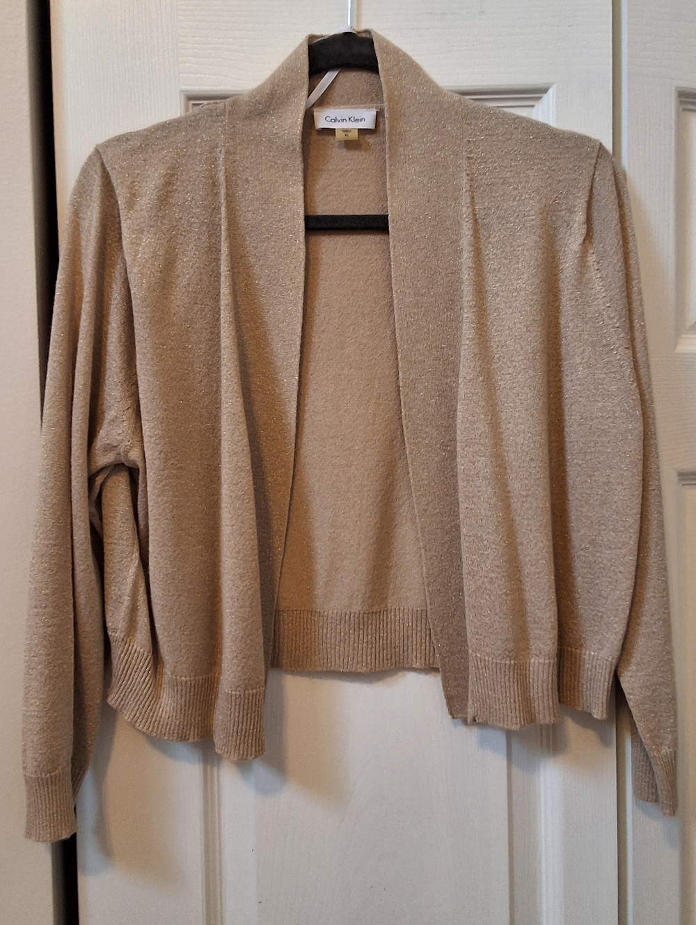 Calvin Klein, Women's XL, Open-Front Gold Sparkle Bolero Cardigan Sweater